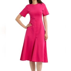 COS Pink Short Sleeve Stretch Midi Dress